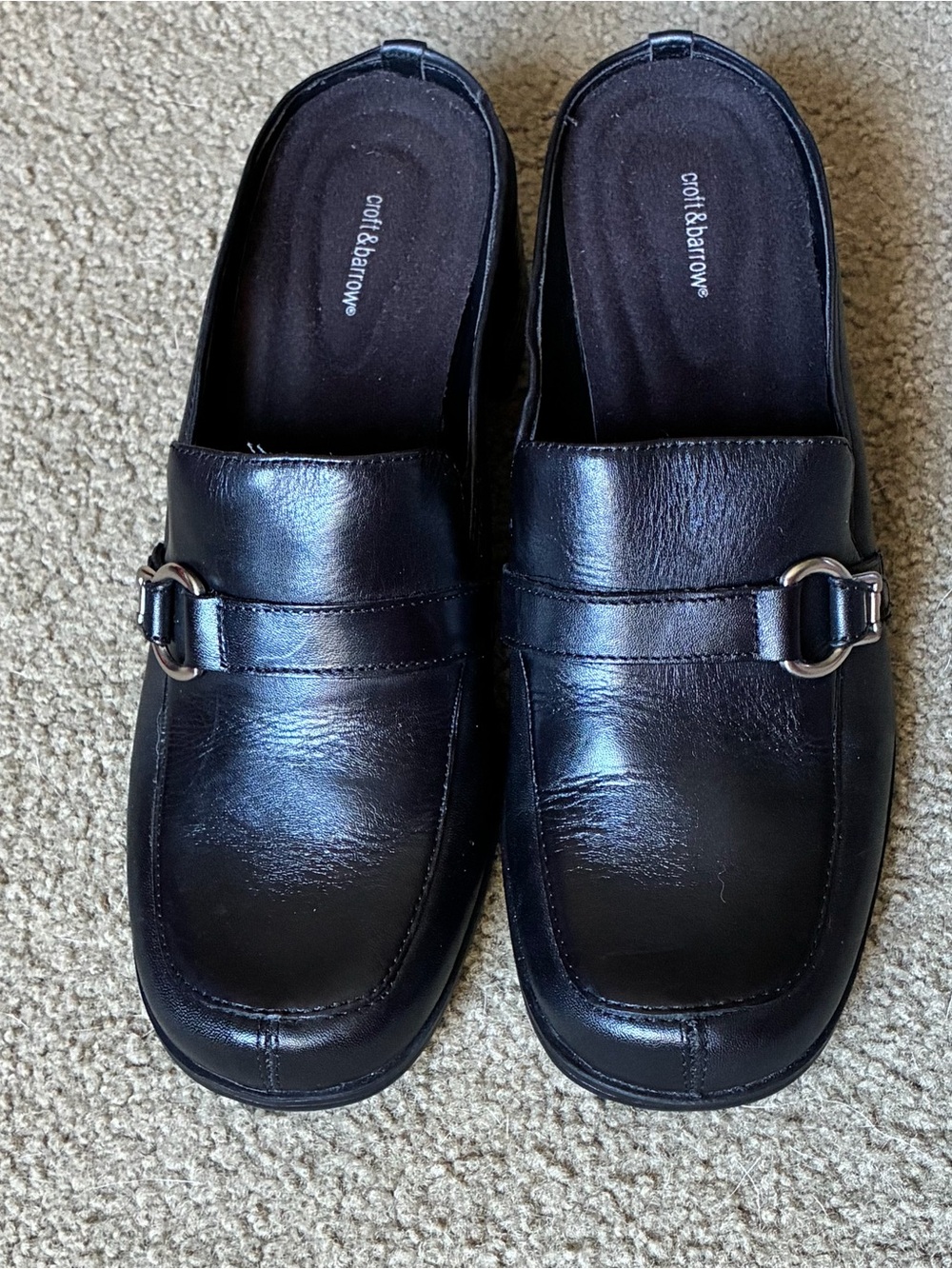 Croft & Barrow Woman’s Casual Bettie Slip-On Mule Shoes Size 7.5 M Black Leather